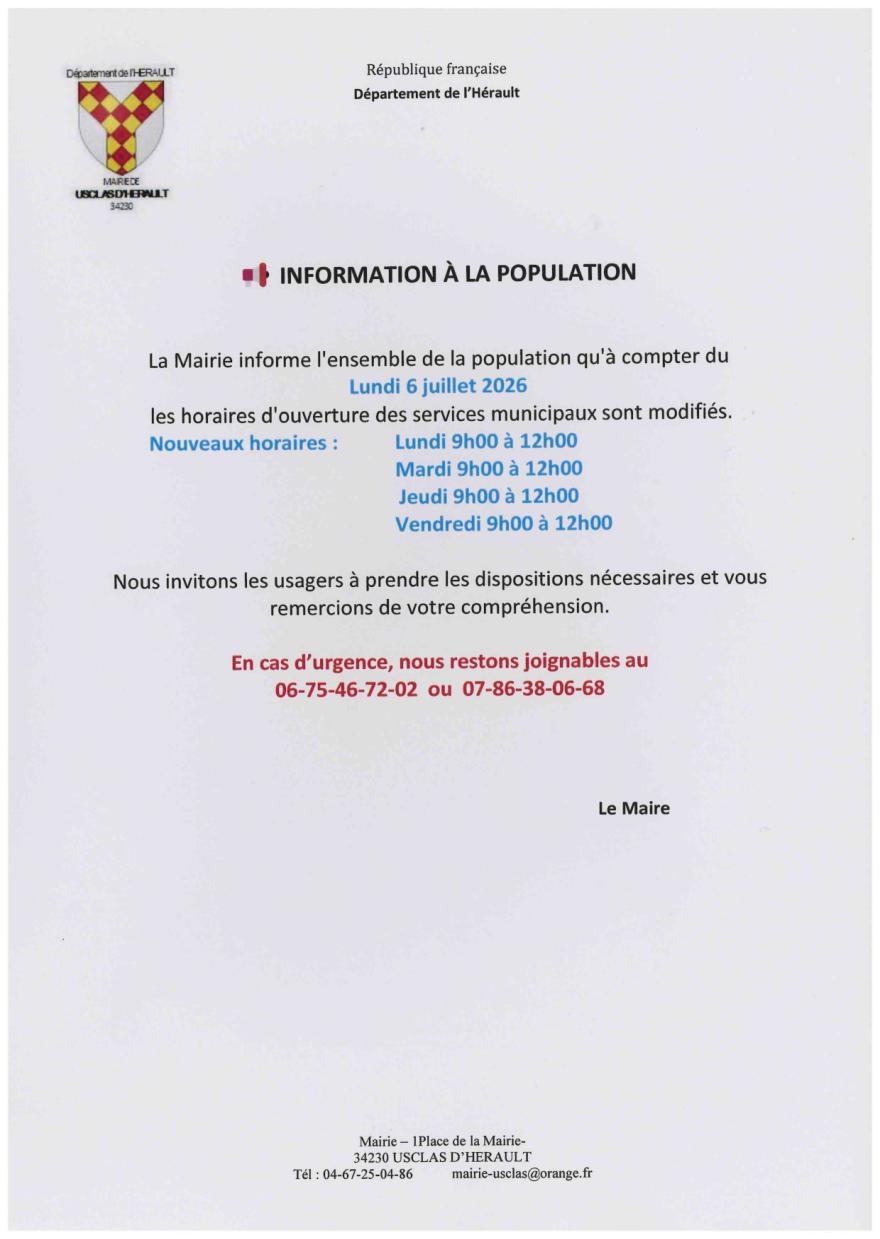 Photo Nouveaux Horaires