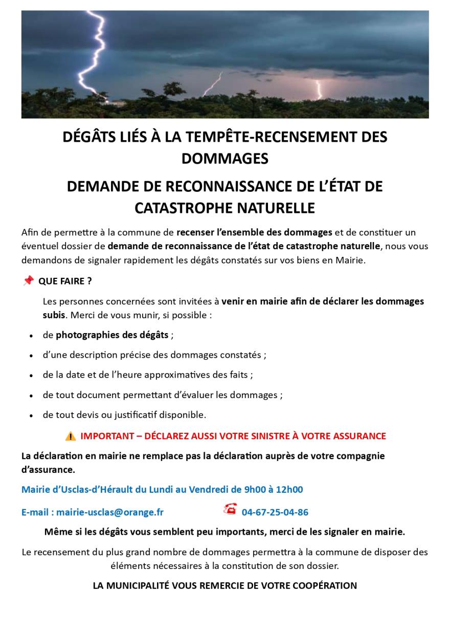 Photo RECENSEMENT DES DOMMAGES