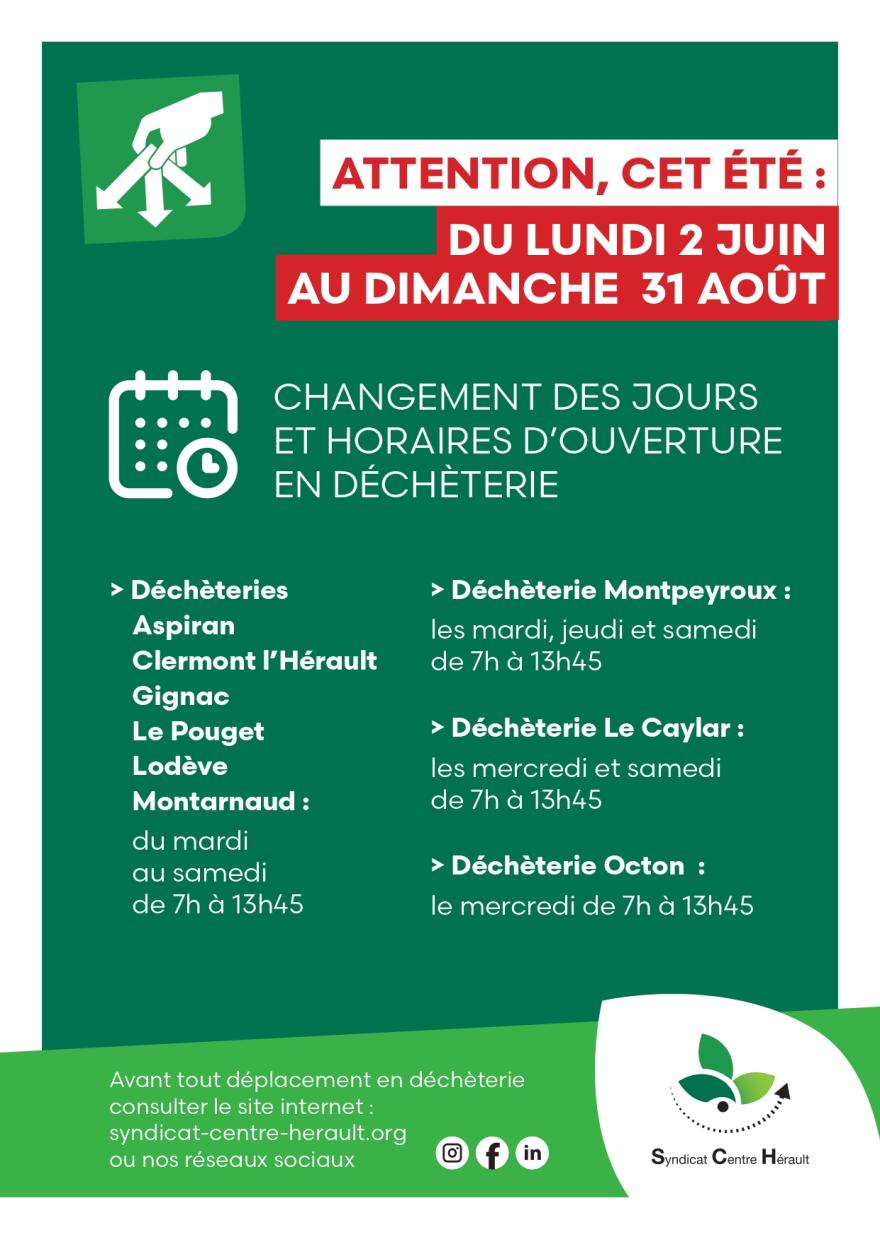 Photo HORAIRES DECHETERIES