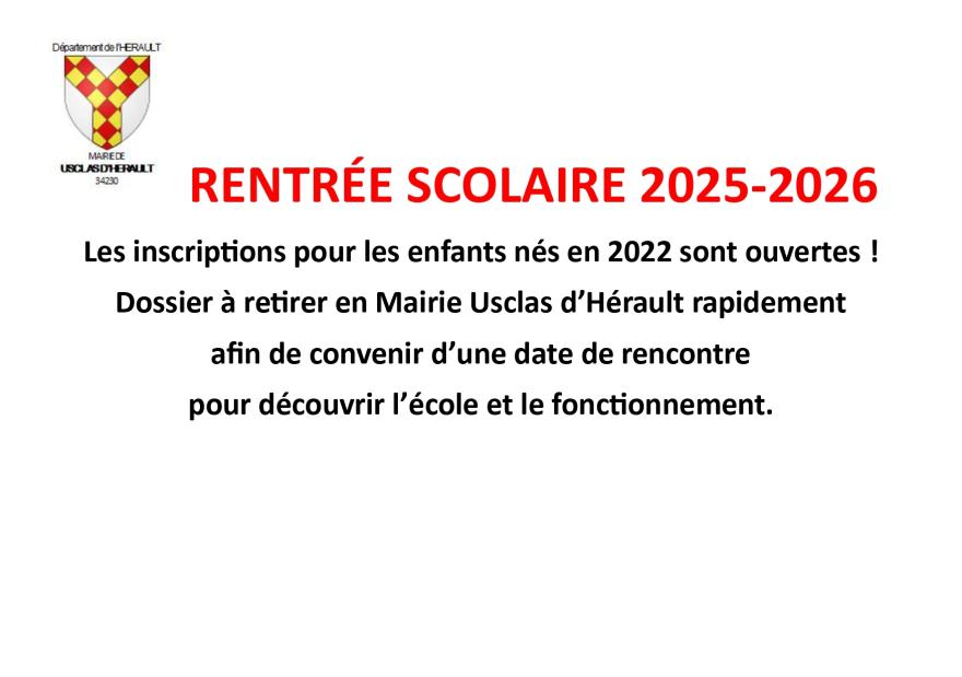 Photo RENTRÉE SCOLAIRE 2025-2026